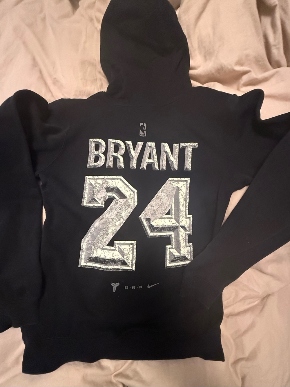 NIKE  Bryant 24 Black Hoodie with Silver Lettering